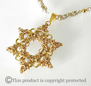 magen david in gold and pearls
